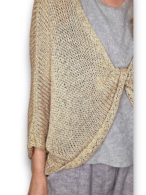 Gold Glitter Knot Knit Top
