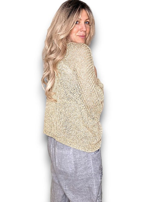 Gold Glitter Knot Knit Top