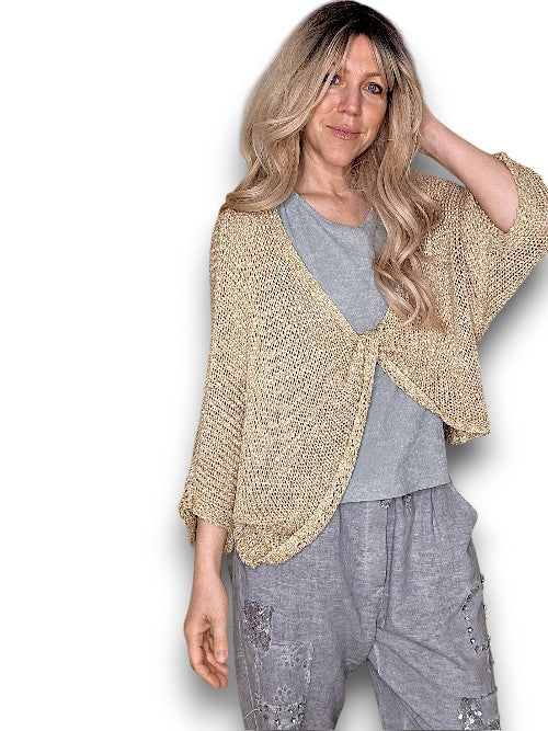 Gold Glitter Knot Knit Top