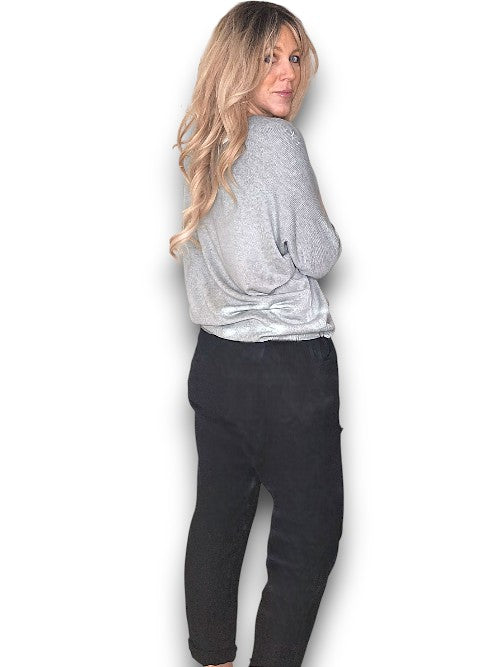 Black Linen Star Pants