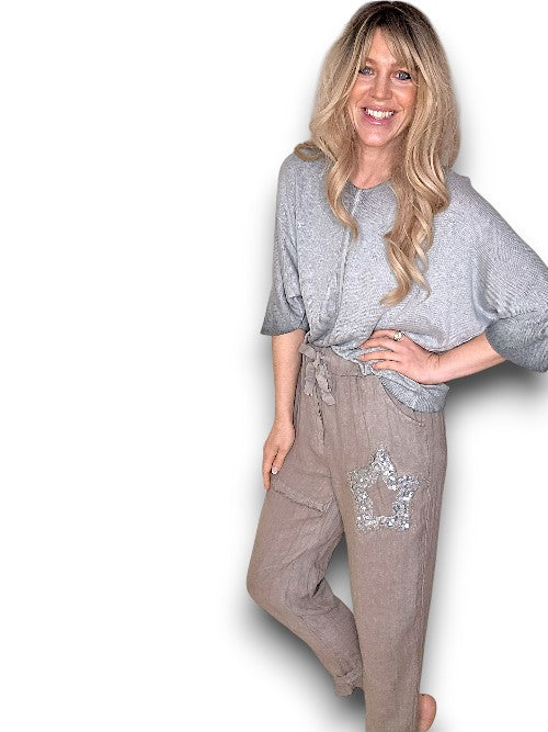 Mocha Linen Star Pants