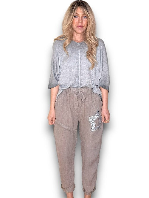 Mocha Linen Star Pants