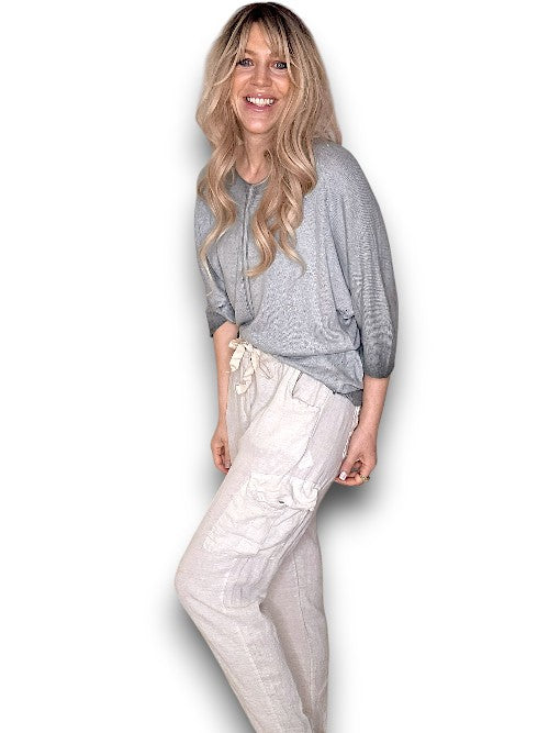 Natural Plain Pocket Linen Pants