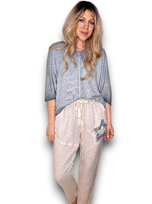 Grey Diamante Bows Knit