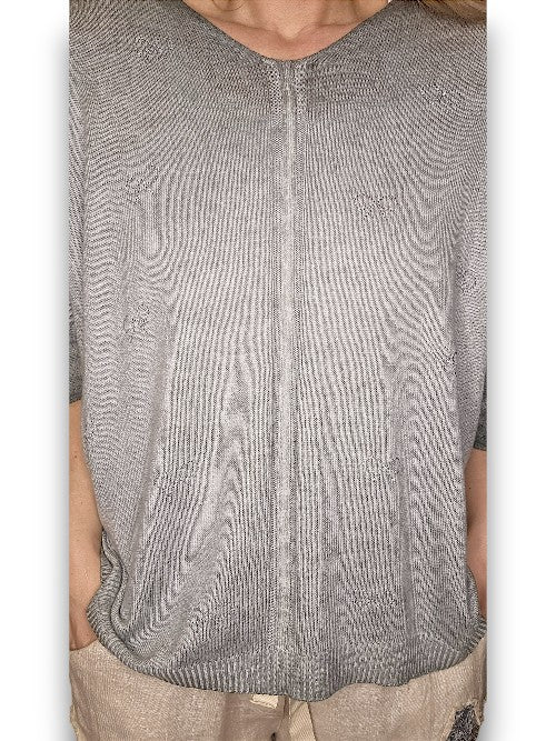 Grey Diamante Bows Knit
