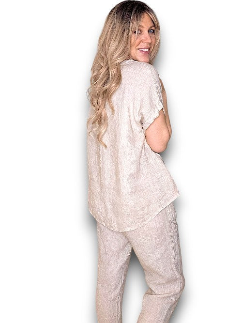 Beige Linen Star Tee