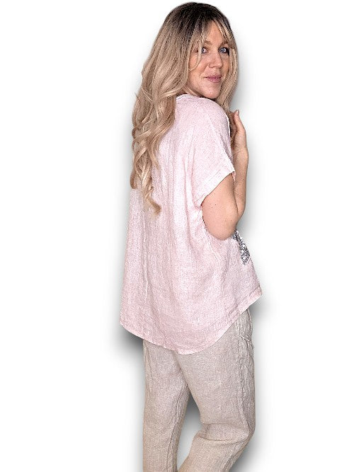 Baby Pink Linen Star Tee