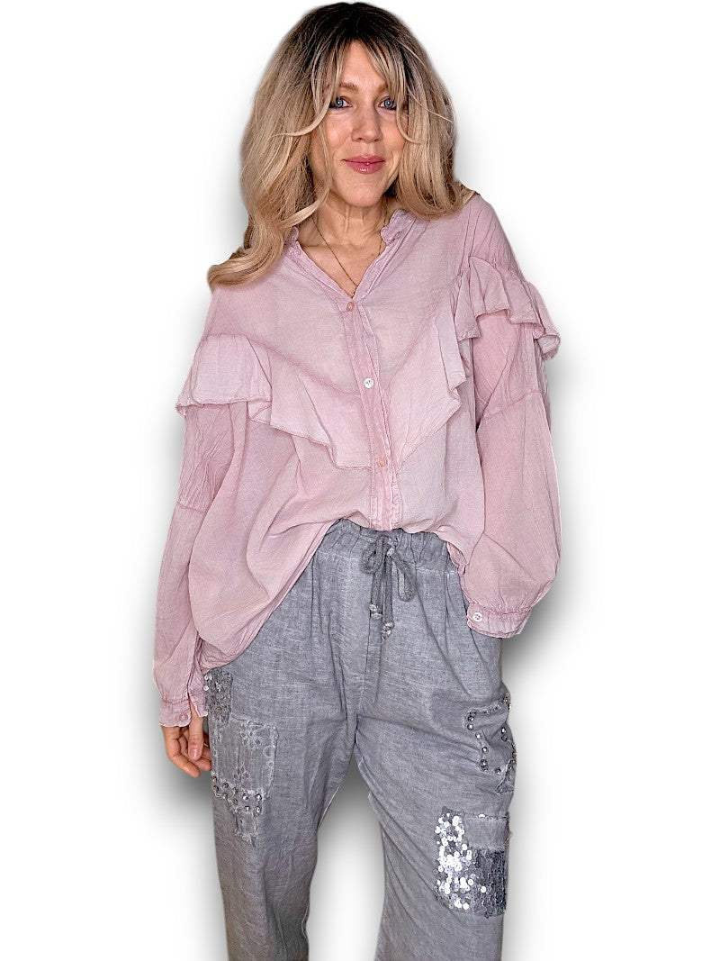 Baby Pink Frill Long Sl Tunic