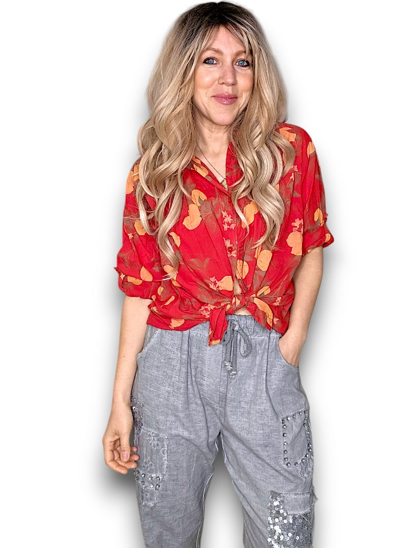 Red Dolly Lemon Top