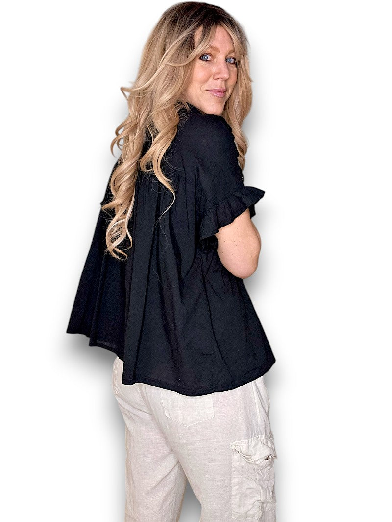 Black Eyelet Top