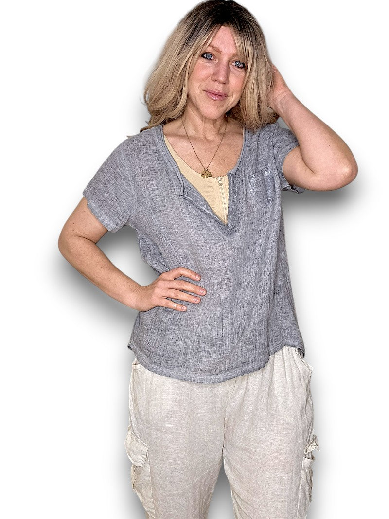 Truffle Rodeo Sequin Pkt Tee