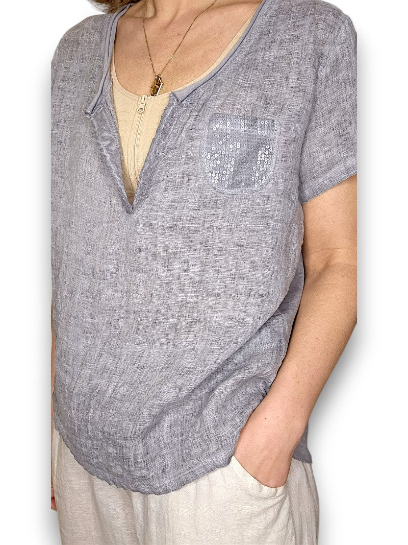 Truffle Rodeo Sequin Pkt Tee