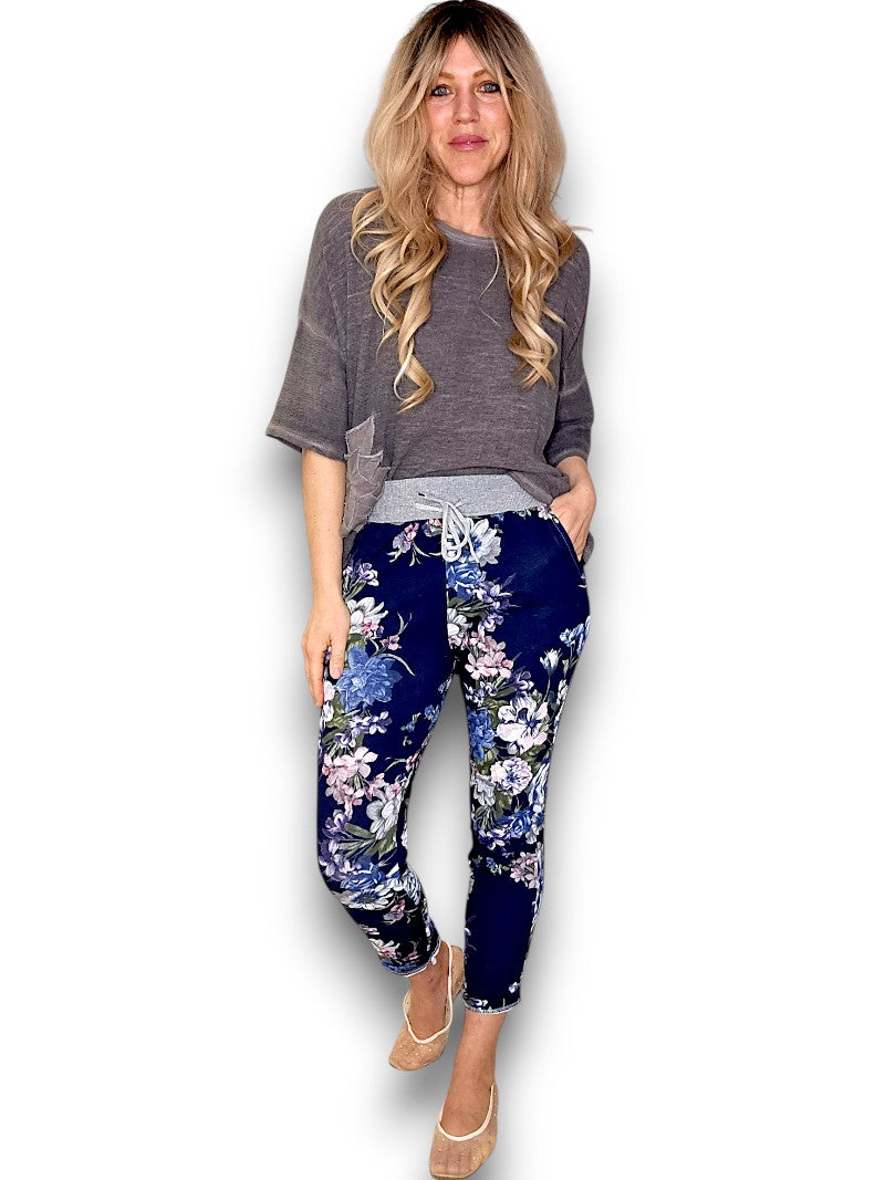 Navy Bouquet Jogger