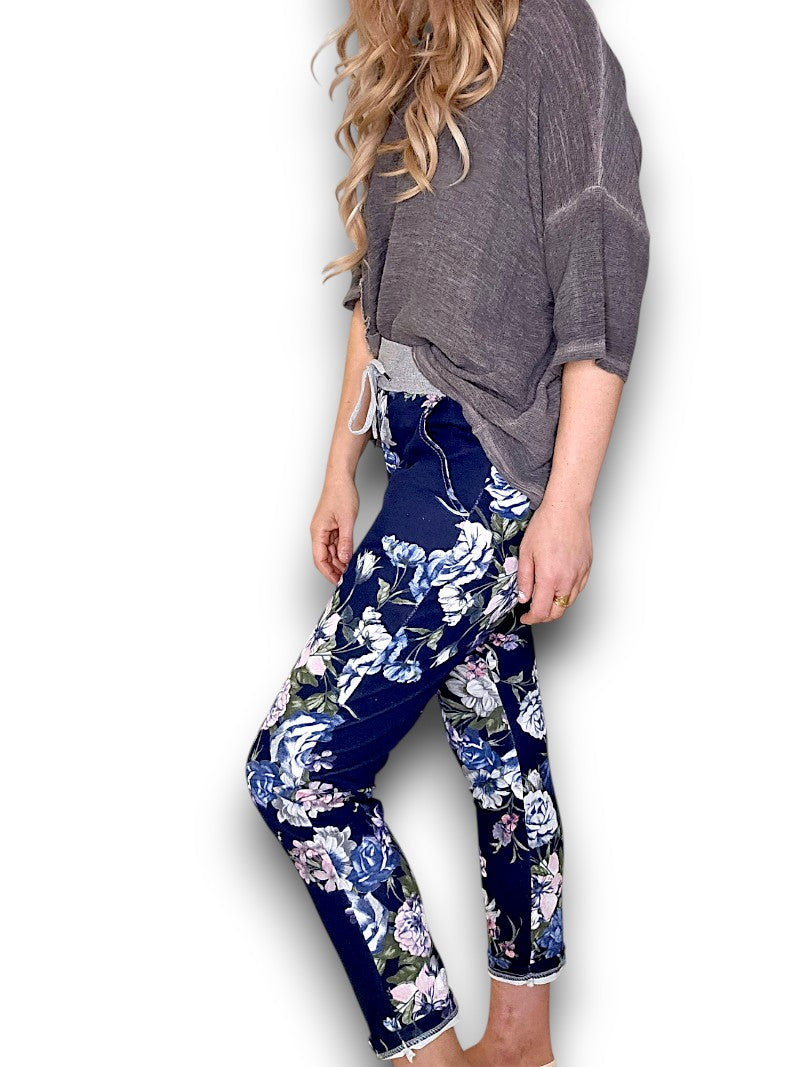 Navy Bouquet Jogger
