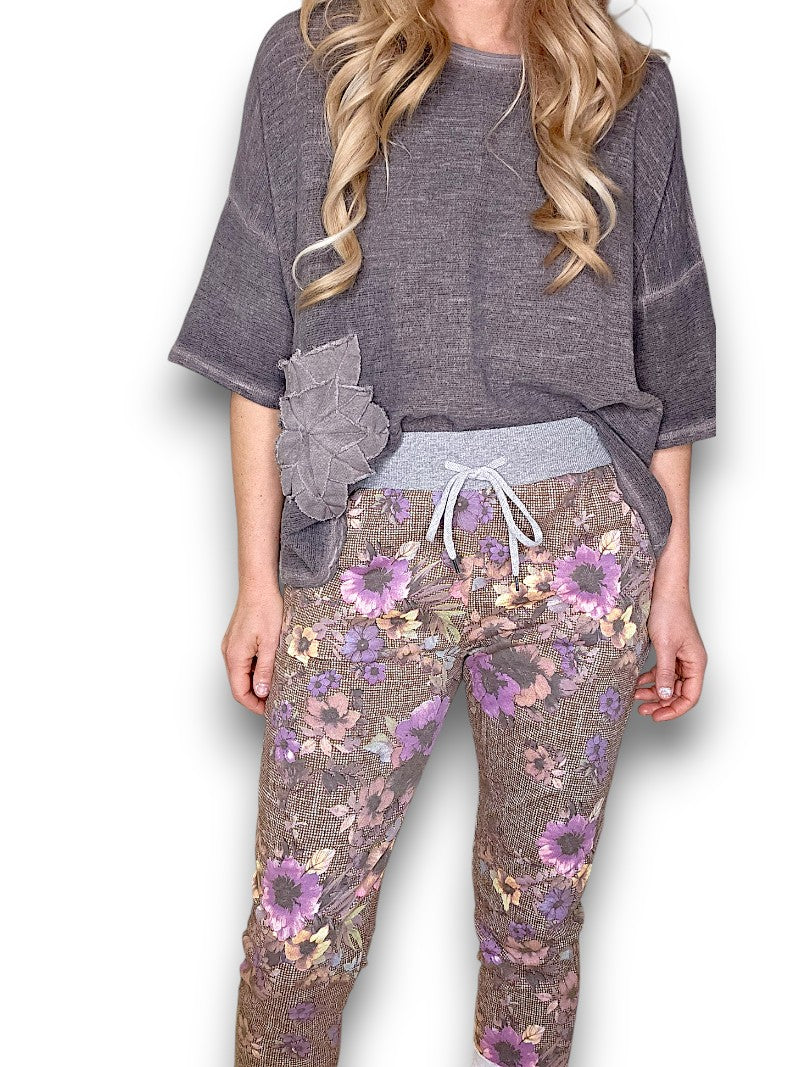 Floral Houndstooth Jogger