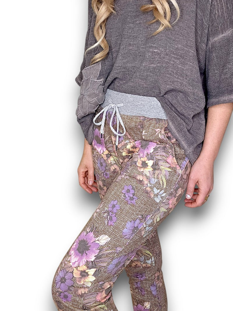 Floral Houndstooth Jogger