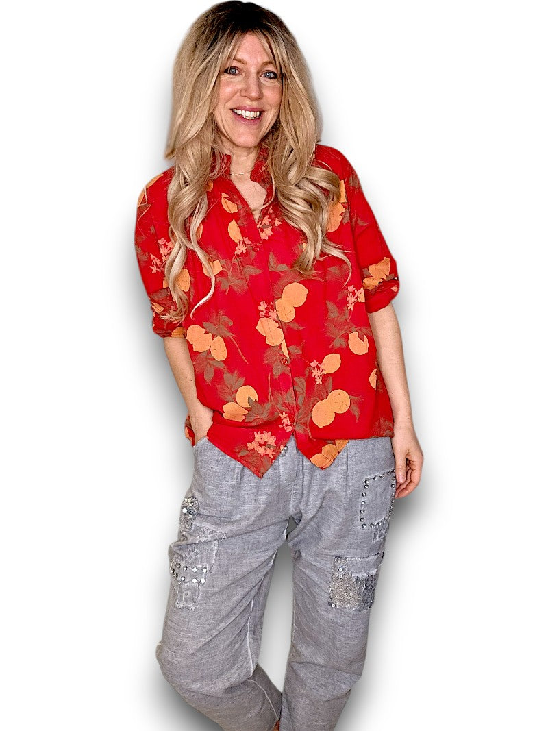 Red Dolly Lemon Top
