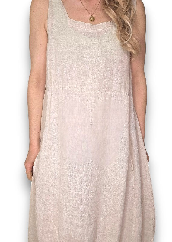 Beige Plain Maxi Tank Dress