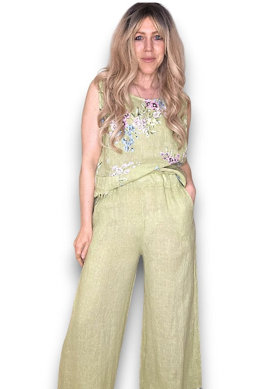 Antique Lime Rosie Linen Tank Top