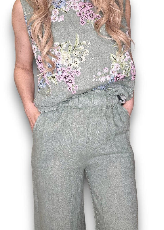 Light Sage Rosie Linen Tank Top