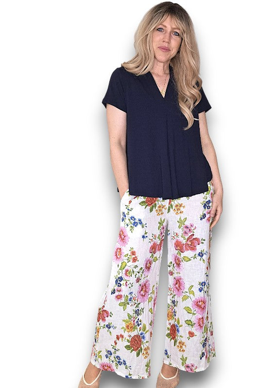 White Palazzo Doily Rose Pant