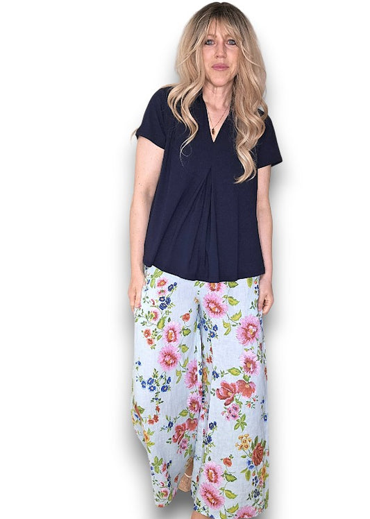 Baby Blue Palazzo Doily Rose Pant