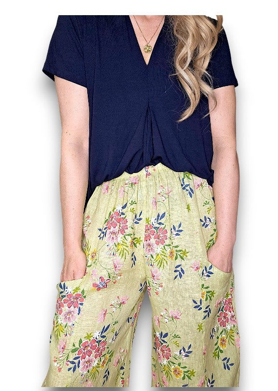Antique Lime Wild Daisy Barrel Pant