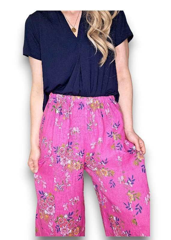 Hot Pink Wild Daisy Barrel Pant