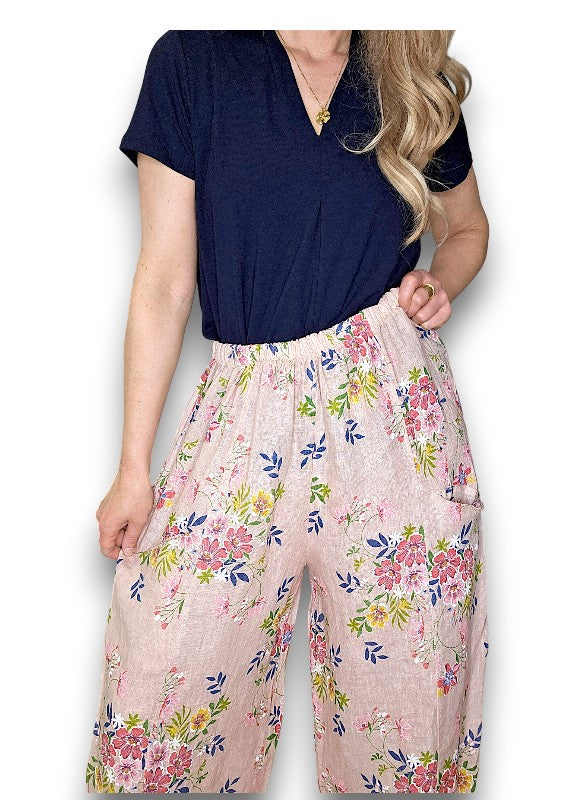 Baby Pink Wild Daisy Barrel Pant