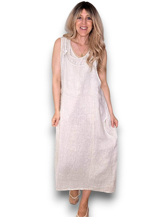 Beige Plain Tie it your way-Jumpsuit Dress