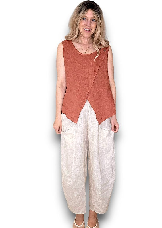 Brick Overlap Linen Tank Top
