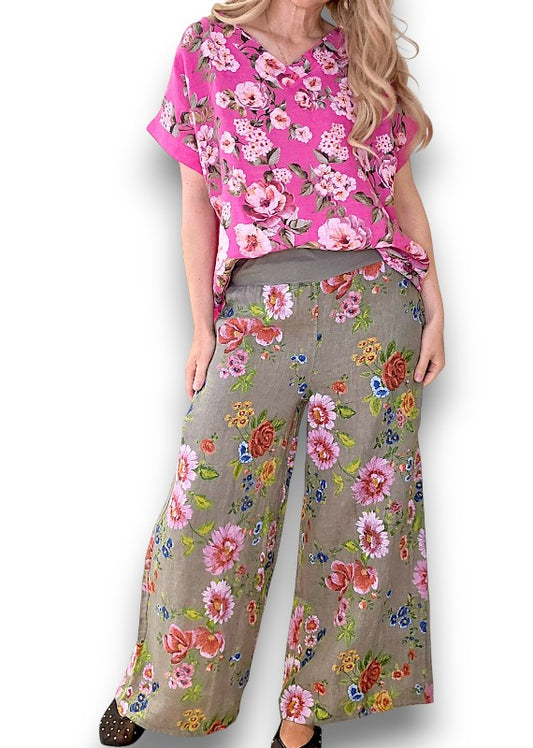 Mocha Palazzo Doily Rose Pant