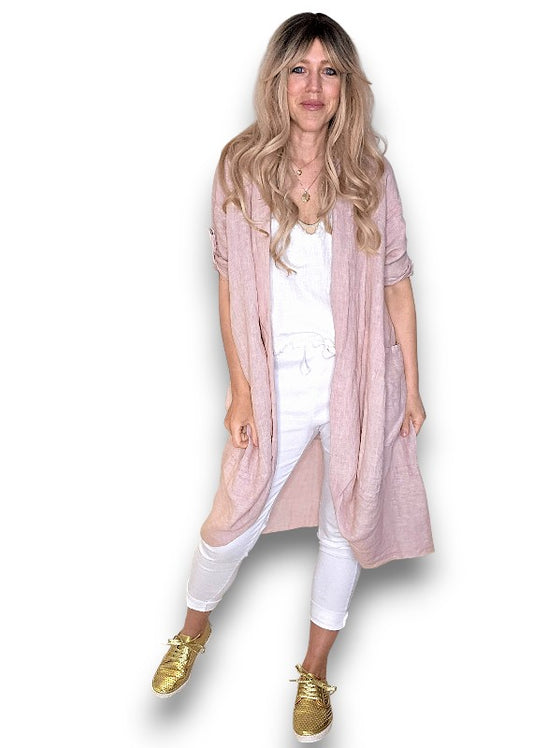 Baby Pink Linen Cover Up