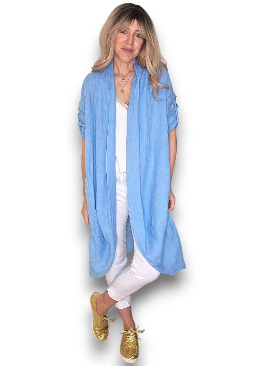 Baby Blue Linen Cover Up