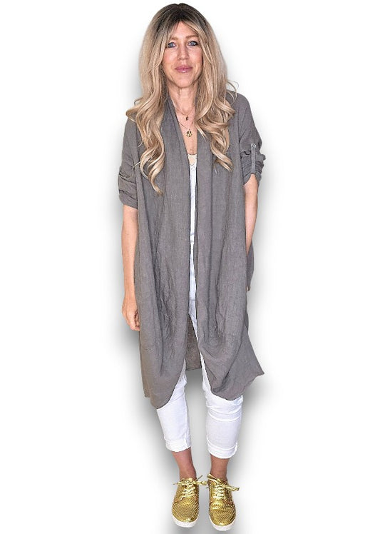 Mocha Linen Cover Up