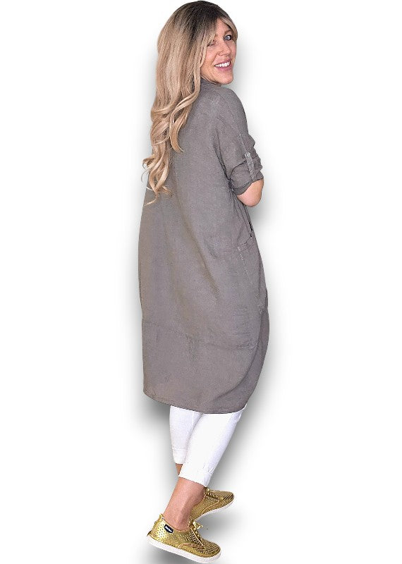 Mocha Linen Cover Up