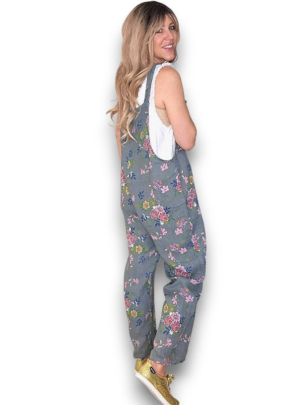 Grey Wild Daisy Tie it your way-Jumpsuit