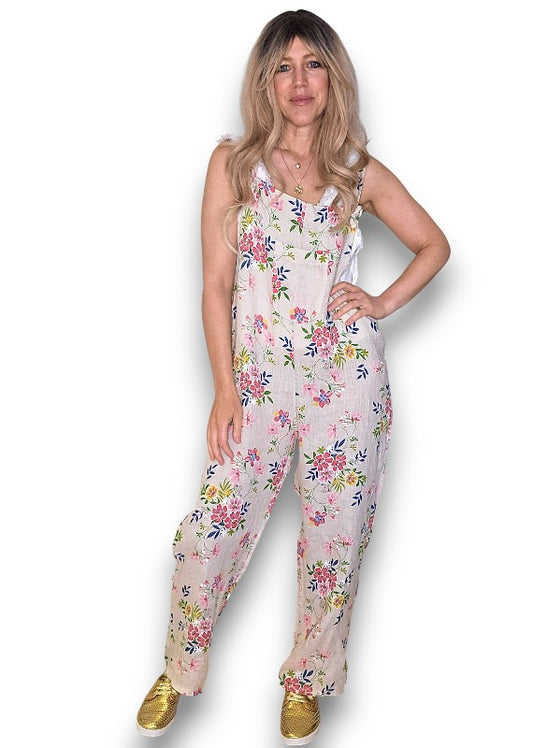 Beige Wild Daisy Tie it your way-Jumpsuit