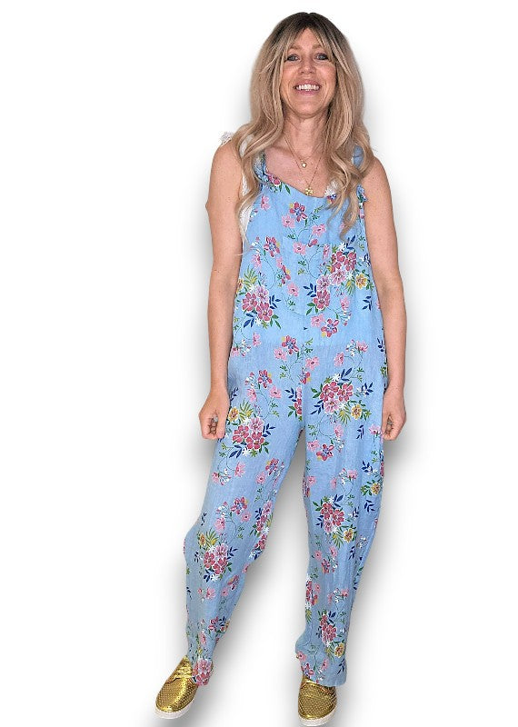 Baby Blue Wild Daisy Tie it your way-Jumpsuit