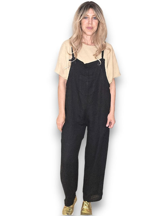 Black Plain Frnt Pkt Tie it your way-Jumpsuit