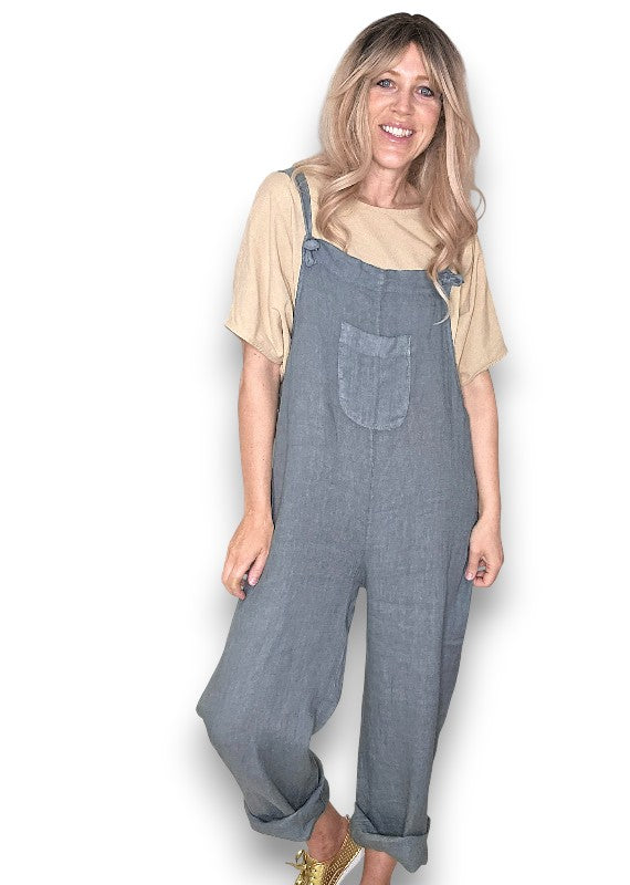 Grey Plain Frnt Pkt Tie it your way-Jumpsuit