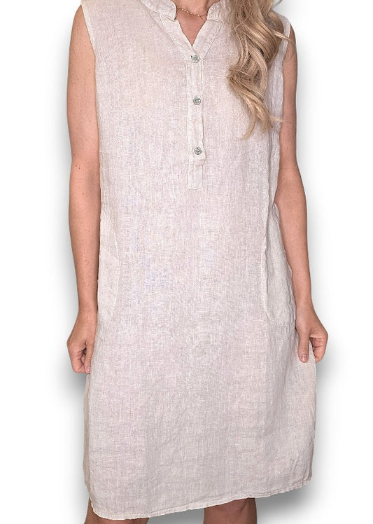 Beige Coastal Midi Tank Dress