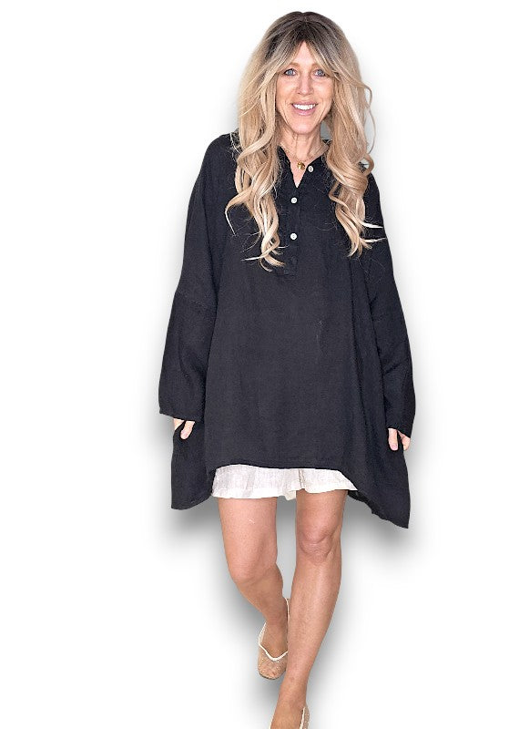 Black Coastal Tunic Shirt