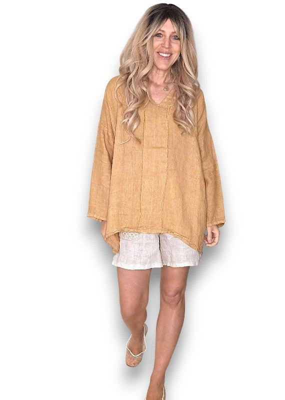 Caramel Coastal Fray Tunic