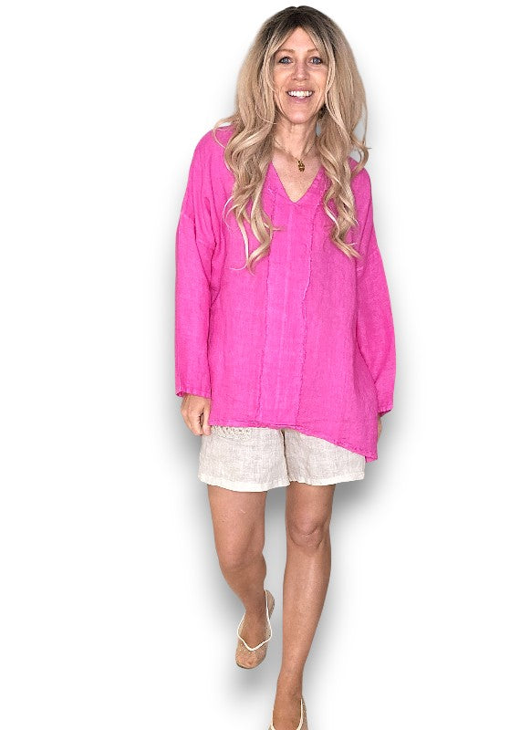 Hot Pink Coastal Fray Tunic