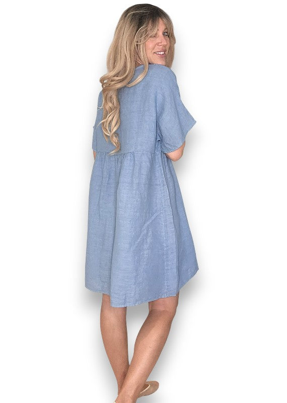 Petrol Deux Ribbon Babydoll Dress