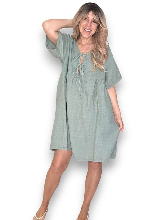 Forest Deux Ribbon Babydoll Dress