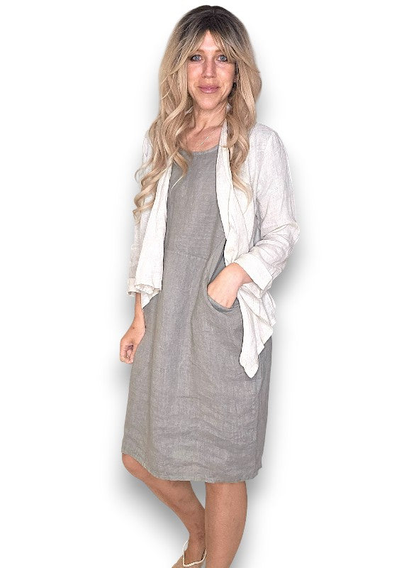 Beige Plain Angled Cover Up Jkt