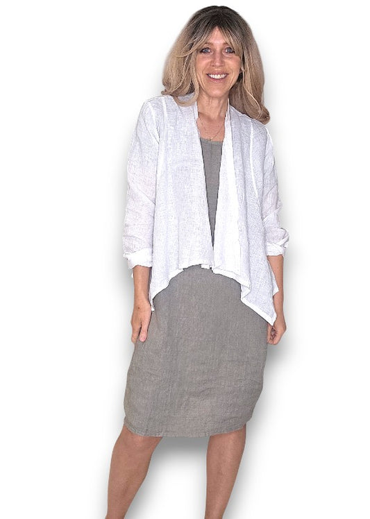 White Plain Angled Cover Up Jkt