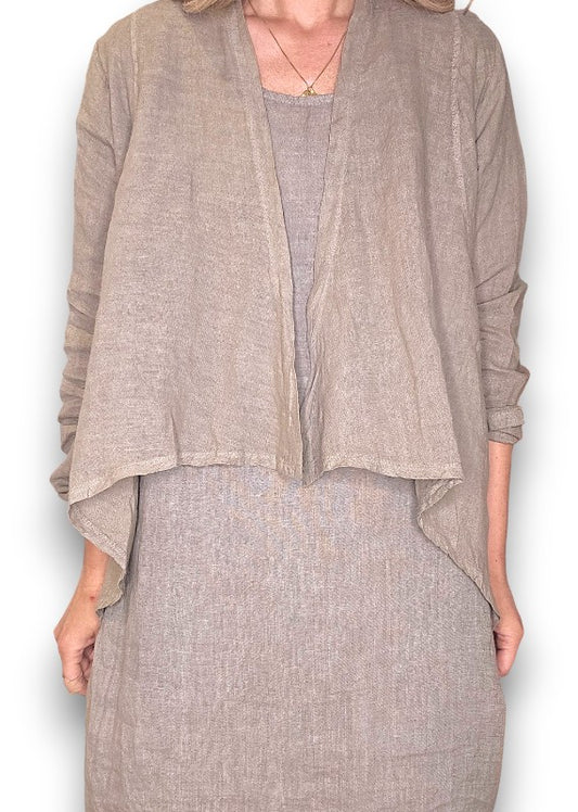Mocha Plain Angled Cover Up Jkt